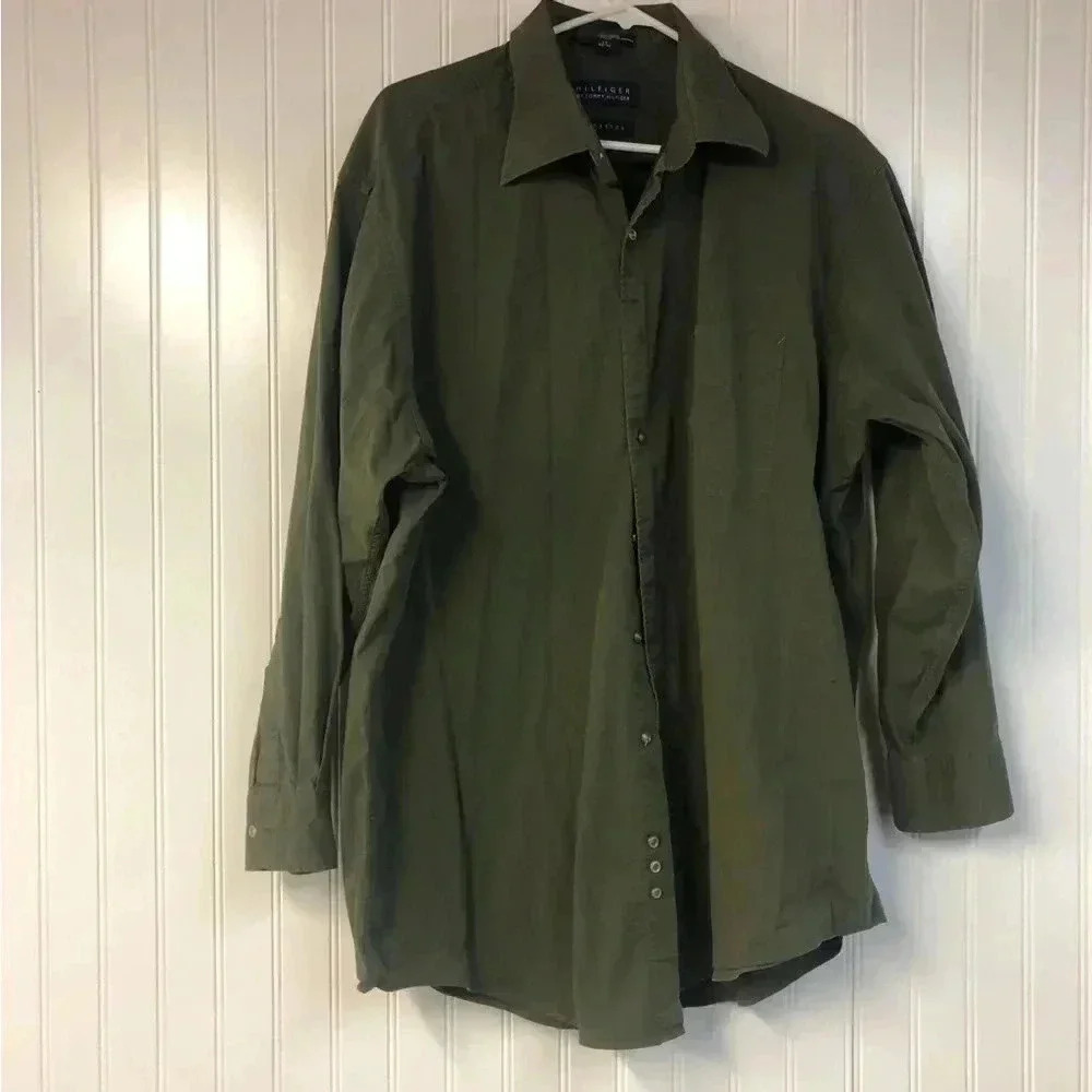 Hilfiger by Tommy Hilfiger Long Sleeve Button Down Olive Green 17 32-33